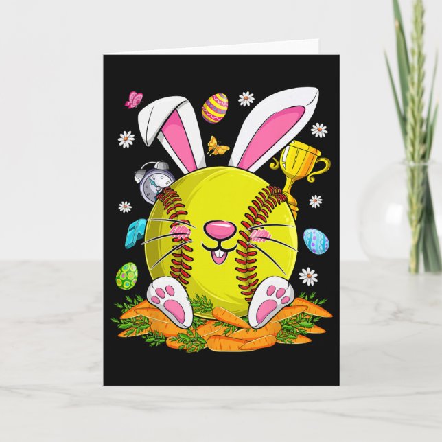 Funny Softll And Bunny Face Eggs Happy Easter Day  Card (Front)