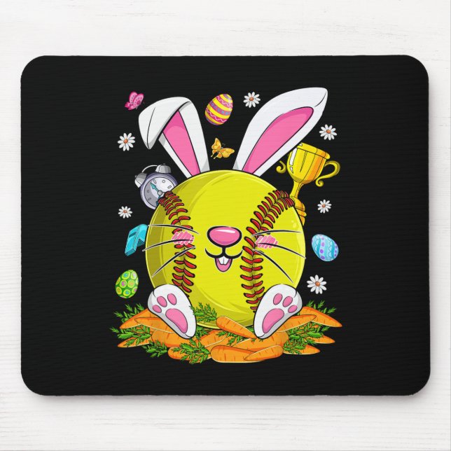Funny Softll And Bunny Face Eggs Happy Easter Day  Mouse Pad (Front)
