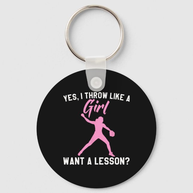 Funny Softll Art For Girls Women Softll Player Sof Key Ring (Front)