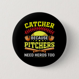 Funny Softll Catcher Girl Boy Softll Player Hero 6 Cm Round Badge