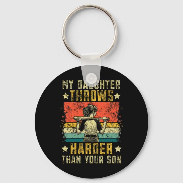 Funny Softll Dad My Daughter Throws Harder Softll  Key Ring (Front)