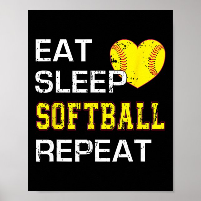 Funny Softll Eat Sleep Softll Repeat For Girls Sof Poster (Front)