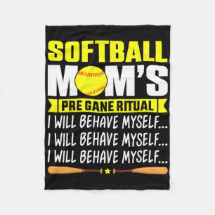 Funny Softll Mom Shirt Softll Mom's Pre Game Ritua Fleece Blanket