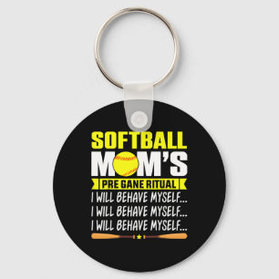Funny Softll Mom Shirt Softll Mom's Pre Game Ritua Key Ring