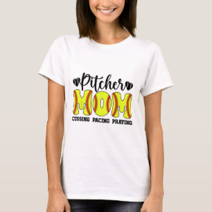 Funny Softll Pitcher Mom Of A Softll Pitcher Mama T-Shirt