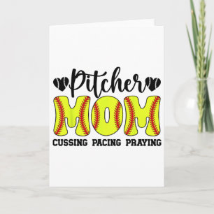 Funny Softll Pitcher Mum Of A Softll Pitcher Mama Card