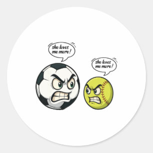 Funny Softll Soccer Girl Women Daughter She Love M Classic Round Sticker