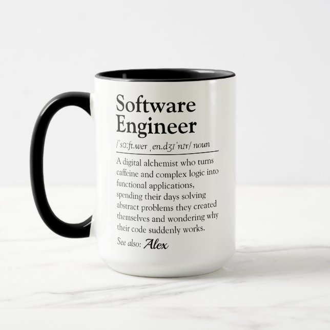 Funny Software Engineer Dictionary Definition Mug (Left)