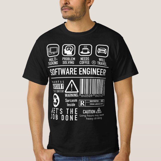 Funny Software Engineer with Symbols T-Shirt (Front)