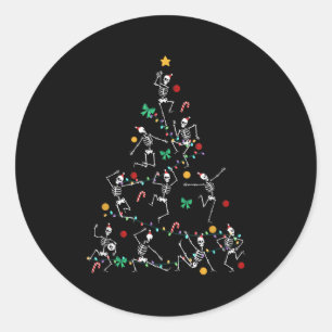 Funny Soky Dancing Christmas Skeletons  Classic Round Sticker