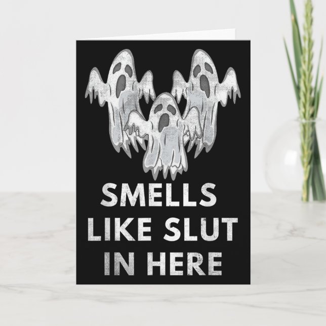 Funny Soky Halloween Offensive Adult Humour Ghost  Card (Front)