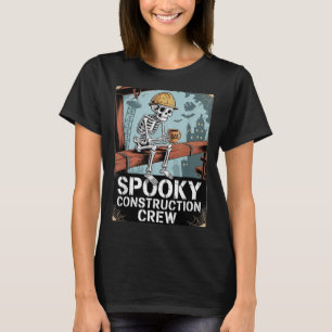 Funny Soky Skeleton Workers Halloween Construction T-Shirt