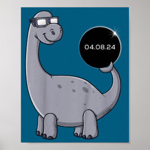 Funny Solar Eclipse Dino 04 08 Poster