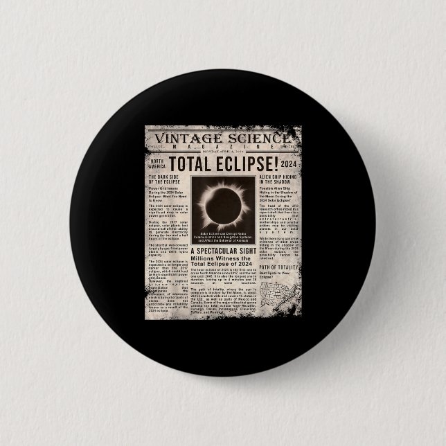 Funny Solar Eclipse Newspaper Total Eclipse 6 Cm Round Badge (Front)
