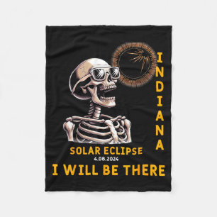 Funny Solar Eclipse Skeleton Indiana Will Fleece Blanket