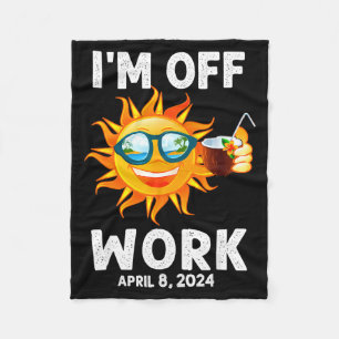 Funny Solar Eclipse Sun Off Work Fleece Blanket