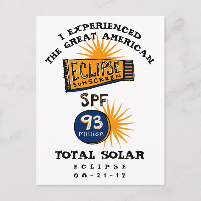 Funny Solar Eclipse Sunscreen Postcard (Front)