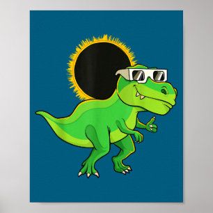 Funny Solar Eclipse Totality Rawrsome Dinosaur Poster