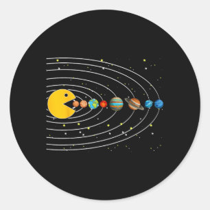 Funny Solar System Astronauts Outer Space Video Classic Round Sticker