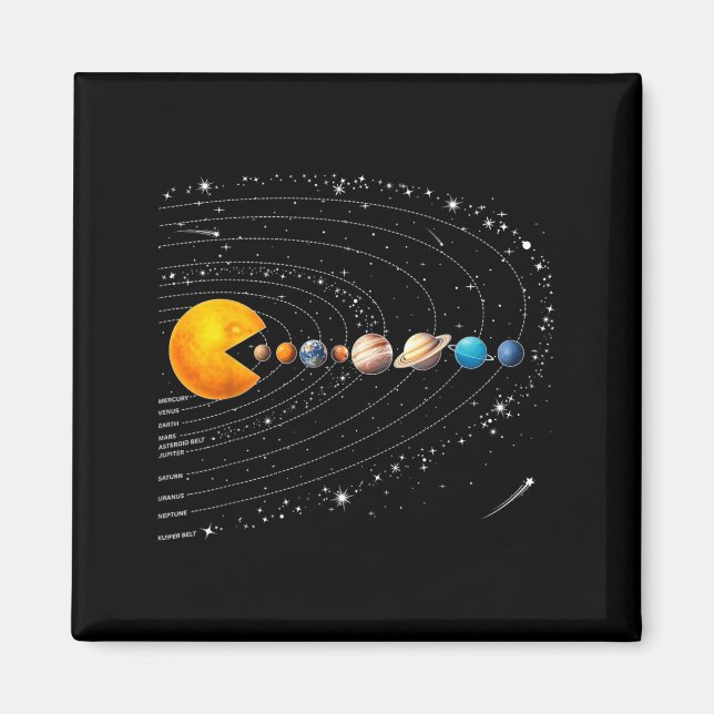 Funny Solar System Planets Astronauts Space Video Magnet (Front)