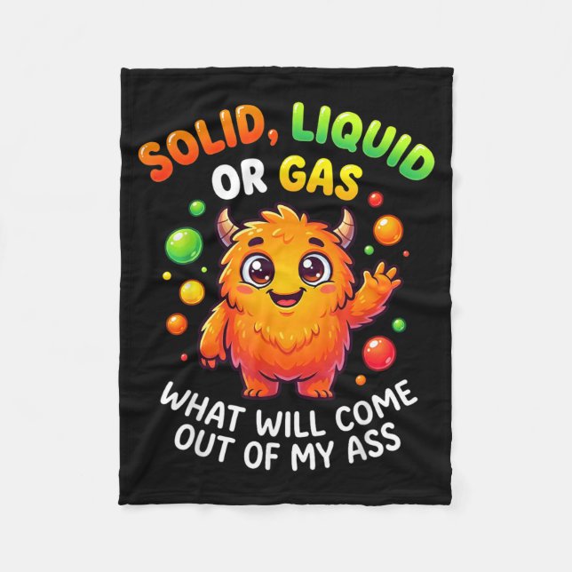 Funny Solid Liquid Or Gas Cat Physics Science Fleece Blanket (Front)