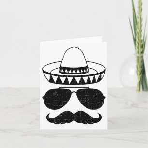 Funny Sombrero Face With Moustache For Mexican Cin Card