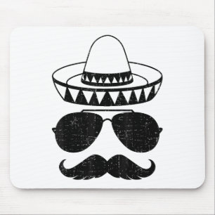 Funny Sombrero Face With Moustache For Mexican Cin Mouse Pad