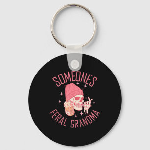 Funny Somebody's Feral Grandma Halloween Skeleton  Key Ring