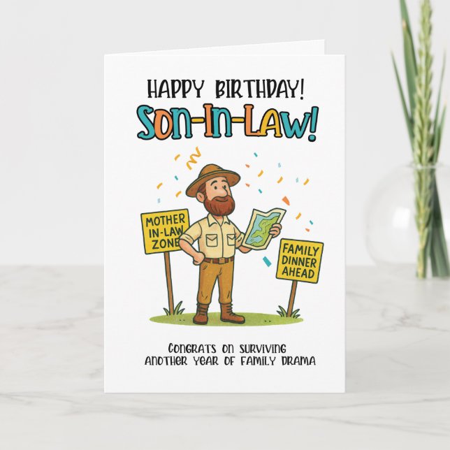 Funny Son-in-Law Card – Family Dinner Survival Map (Front)