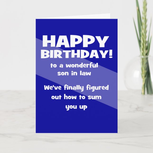funny son in law happy birthday thank you card (Front)