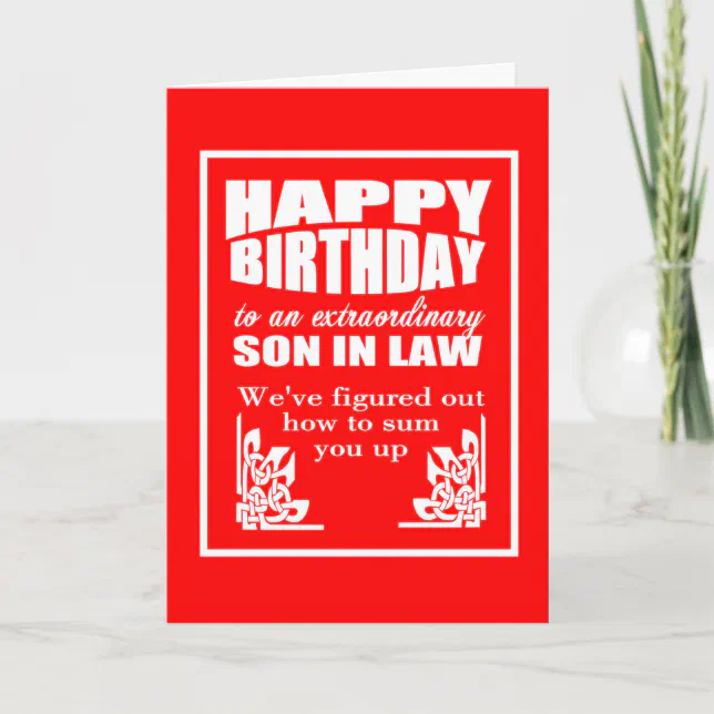 funny son in law happy birthday wish card | Zazzle