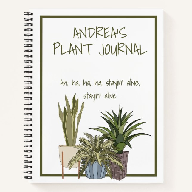 Funny Song Lyric Plant Theme Journal Notebook (Front)
