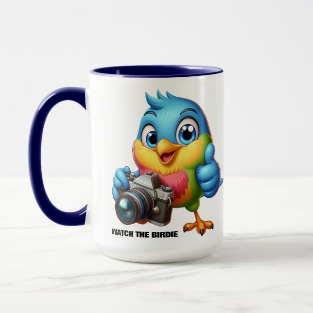 Funny Songbird Behind the Camera Lens Mug (Left)