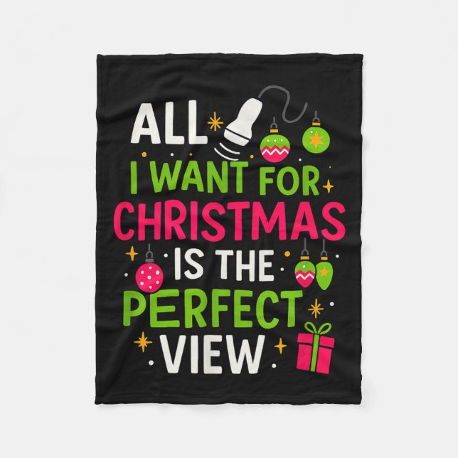 Funny Sonographer Christmas - Holiday Ultrasound T Fleece Blanket (Front)