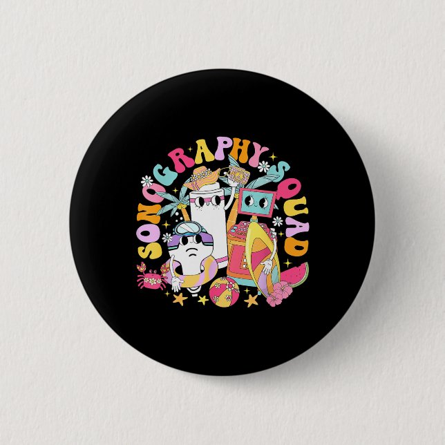 Funny Sonography Squad Summer Float Ultrasound 6 Cm Round Badge (Front)