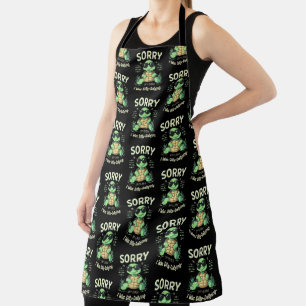 Funny Sorry I’m Late Turtle with Retro Aesthetic Apron