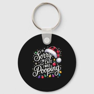 Funny Sorry I'm Late I Was Ong Xmas Lights Red San Key Ring