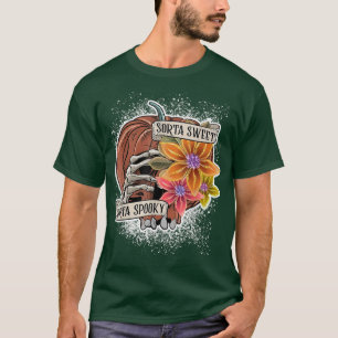 Funny Sorta Sweet Sorta Spooky Flower Pumpkin Hall T-Shirt