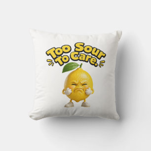 Funny Sour Lemon Throw Pillow Cute Angry Lemon C
