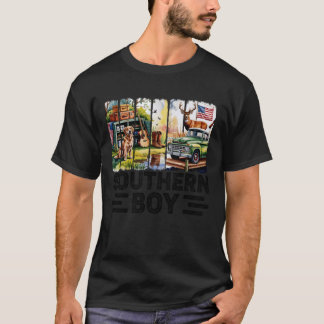 Funny Southern Boy Camo Hunting Dog Retro Camoufla T-Shirt