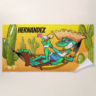 Funny Southwest Iguana Beach Towel