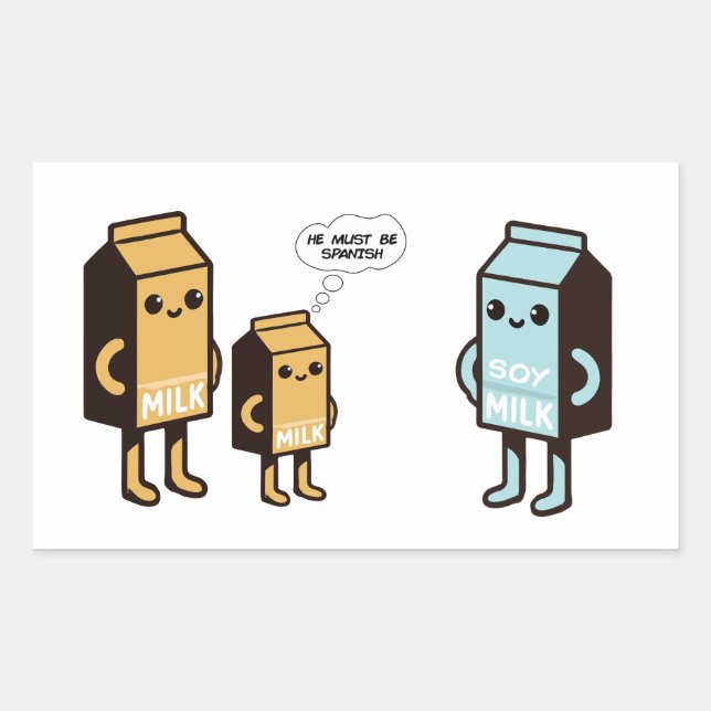 Funny Soy Milk Humour - Quirky Milk Carton Cartoon Rectangular Sticker (Front)
