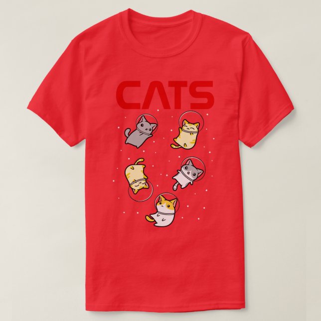 Funny Space Astronaut Cat Gifts Men Women Kids Cat T-Shirt (Design Front)