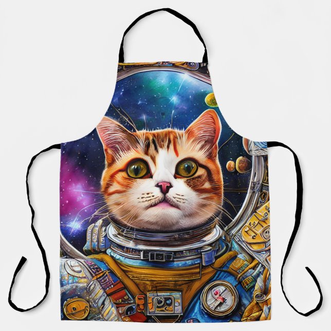 Funny Space Cat Astronaut Apron (Front)