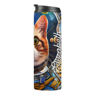 Funny Space Cat Astronaut Thermal Tumbler