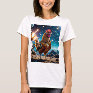 Funny Space Chicken Sci-Fi Adventure T-Shirt