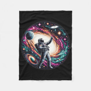 Funny Space Disc Golf Astronaut On Disc Golfer Fleece Blanket
