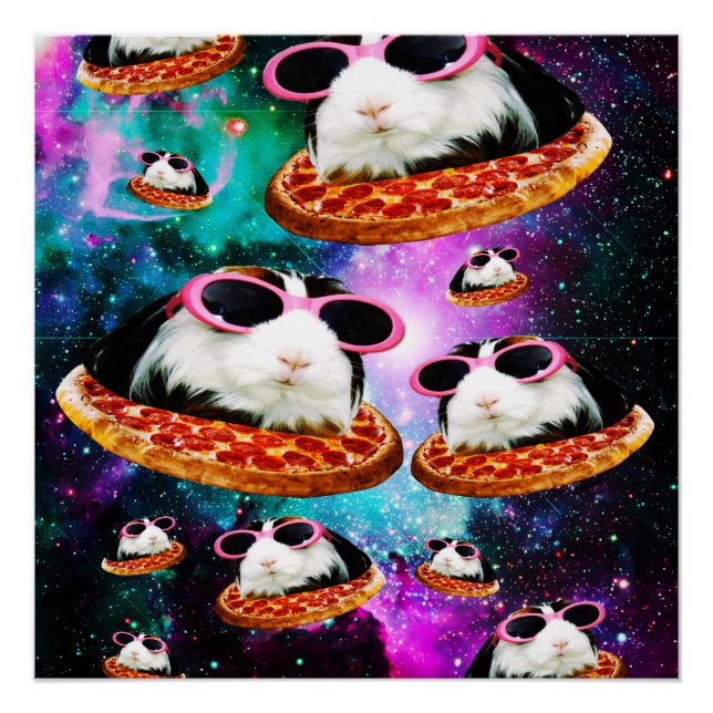 Funny space guinea pig poster (Front)