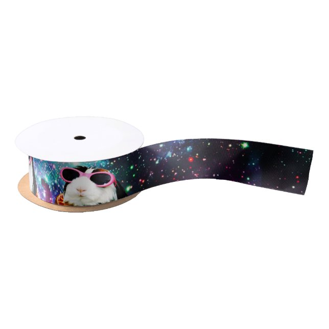 Funny space guinea pig satin ribbon (Spool)