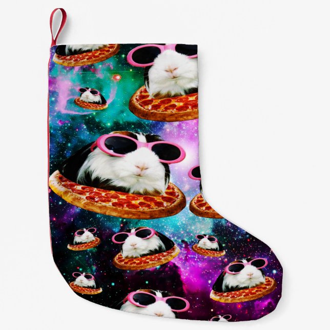 Funny space guinea pig small christmas stocking (Front)